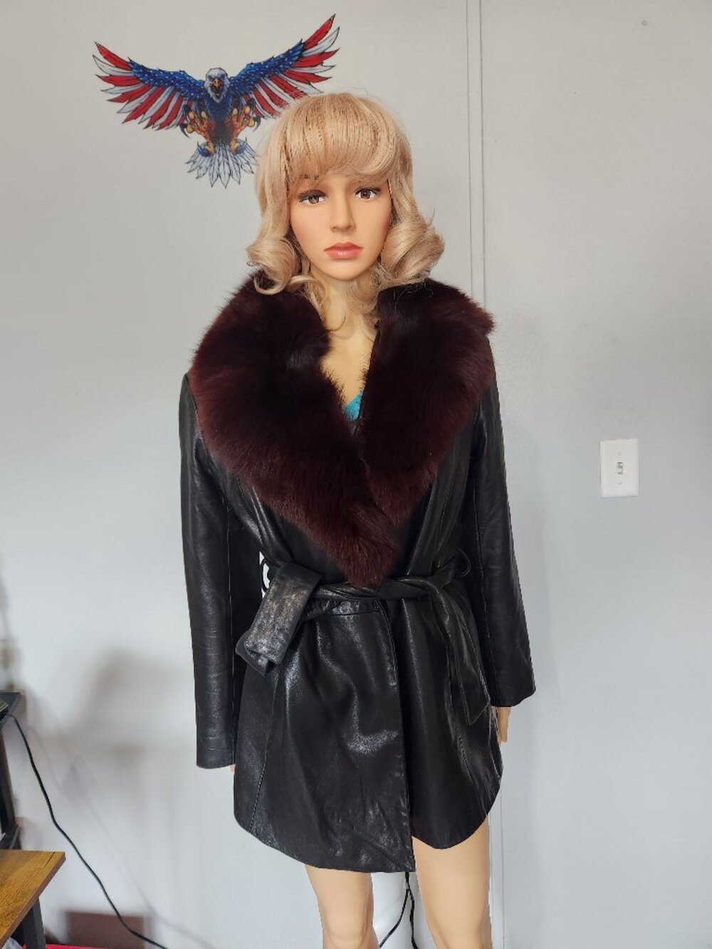 #820 Leather/fox fur jacket